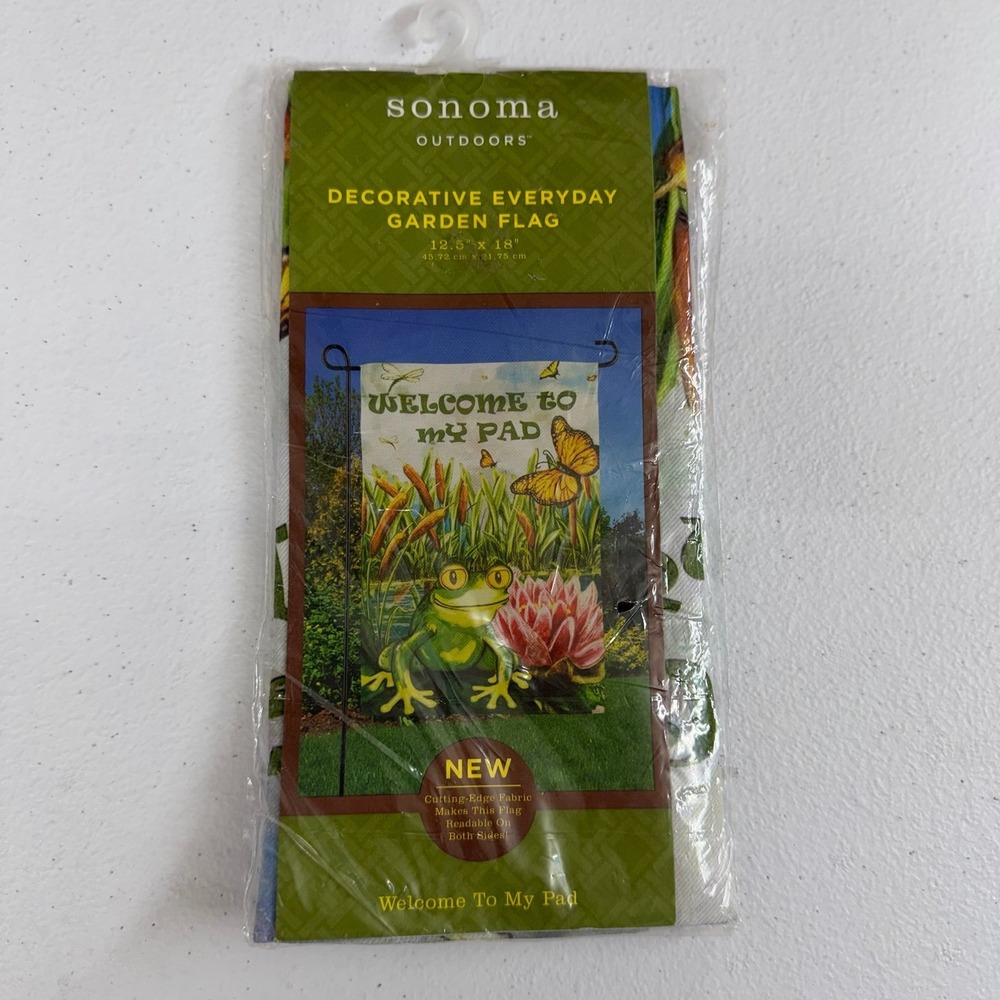 NEW Sonoma Outdoors Decorative Everyday Garden Flag frog butterfly home decor